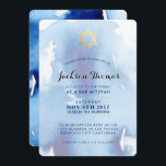 BAR MITZVAH na moda ouro, convite para aquarela az<br><div class="desc">*** NOTA - O EFEITO DA FOLHA DE OURO É UMA IMPRESSÃO *** - - - - - - - - - - - - - - - - - - - - - - - - - - - - - - - - - - - - - -...</div>