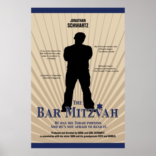Bar Mitzvah Poster Tan Marinho Blue (Frente)