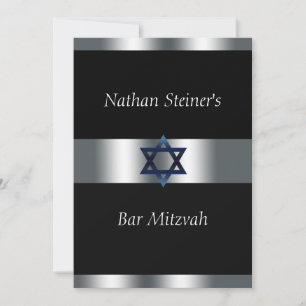 Bar Mitzvah, Preto e Prata, Convite Elegante