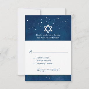 Bar Mitzvah RSVP da noite estrelado da aguarela