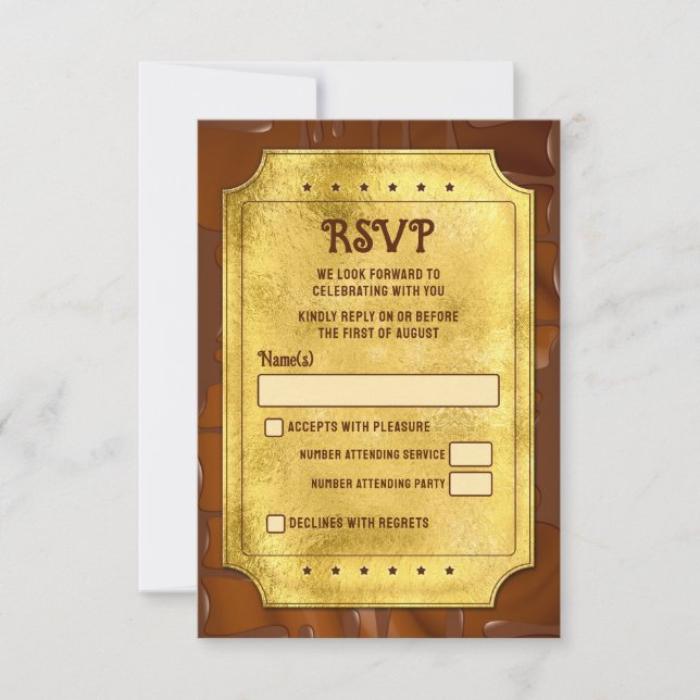 Bar Mitzvah RSVP de Bilhete de Ouro de Chocolate (Frente)