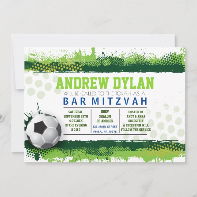 Bar Mitzvah SOCCER SPLASH Convite (Frente)