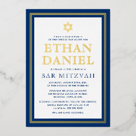 bar mitzvah Star,  marinho azul borda dourada de D