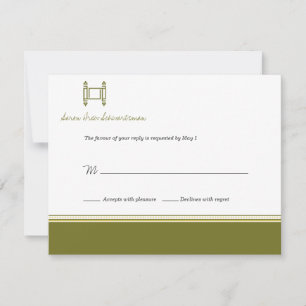 Bar Mitzvah Torah Olive Reply Card Convite