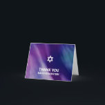 Bar moderno Mitzvah Cartões de agradecimentos azul<br><div class="desc">Belo Bar judeu religioso Mitzvah agradece as cartas. Design de aquarela moderna, mas elegante, em azul marinho, cor púrpura. White Star de David em letras modernas de guião. "É chamado para o TORAH como um Bar Mitzvah". Prefeito para um filho de 13 anos, rapaz. Fácil de editar - basta adicionar...</div>