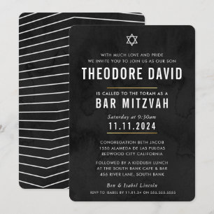 BAR MODERNO MITZVAH padrão preto Convite simples