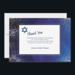Bar Noite Estelar Mitzvah Cartões de agradecimento<br><div class="desc">Um belo convite com tons de azul mostrando a Estrela de David. (Imagem de rawpixel.com em Freepik). O cartão é fácil de personalizar com o seu texto, fonte e cor da fonte. Não exatamente o que você está procurando? Todos os nossos produtos podem ser personalizados para atender às suas necessidades...</div>