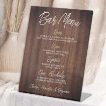 Bar Personalizado do Menu Rustic Wedding
