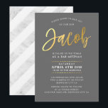 BAR PERSONALIZADO Mitzvah Convite para Jacob cinza<br><div class="desc">*** NOTA - O EFEITO DA FOLHA DE OURO VERMELHO É UMA IMAGEM IMPRESSA *** - - - - - - - - - - - - - - - - - - - - - CONTATE ME para o "tipo de efeito da folha de ouro falsa" personalizado Ame o...</div>