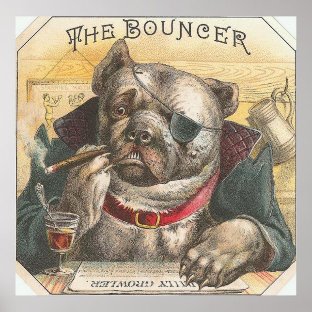 Bar poster Vintage Dog Bouncer (Frente)