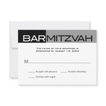 Bar preto e Cinza Mitzvah Resposta RSVP