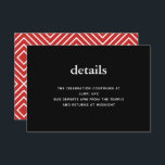 Bar preto e vermelho moderno Mitzvah Convite Inser<br><div class="desc">Esta placa de inserção de tendência apresenta letras em negrito na parte frontal e um padrão moderno no verso. Adicione seu texto usando o formulário modelo. Altere a fonte,  o layout e as cores usando o recurso Personalizar.</div>