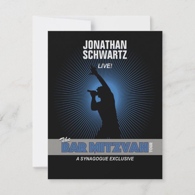 Bar Rock Star Mitzvah RSVP Resposta de Prata Negra (Frente)