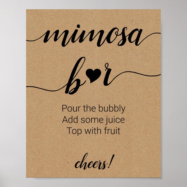 Bar Rustic Mimosa - Sinal de Casamento Poster (Frente)