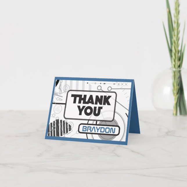 BAR SCI_FI Mitzvah Cartões de agradecimentos dobra (Frente)