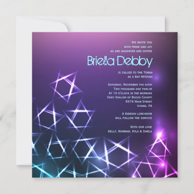 Bar STARS and LIGHTS Convite Mitzvah (Frente)