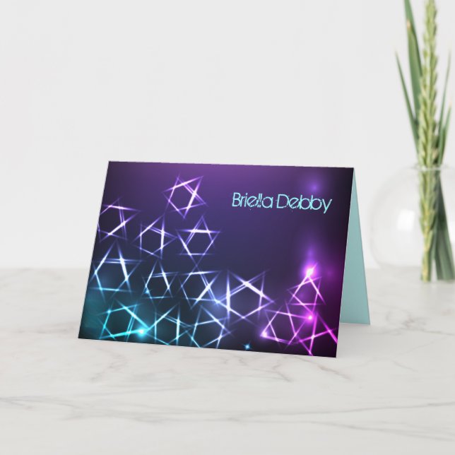 BAR STARS e LUZ Cartões de agradecimentos Mitzvah (Frente)