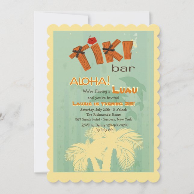 Bar Tiki Com Convite Para Golfinhos (Frente)