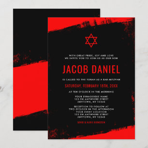 Bar Vermelho Grunge  Mitzvah Convites