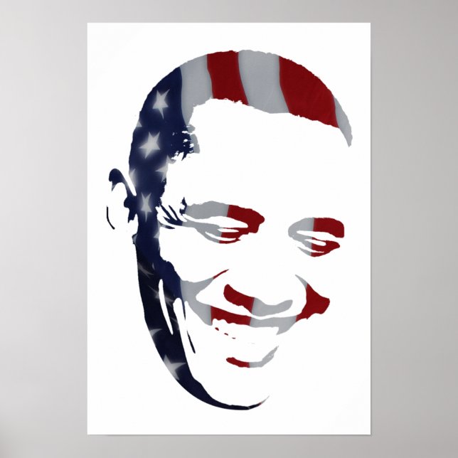 Barack Obama - Bandeira Americana - Poster (Frente)