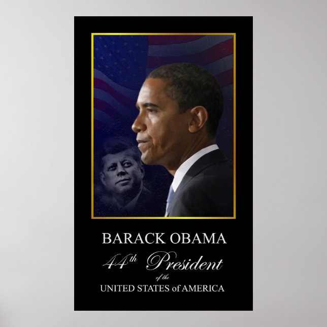 Barack Obama com John Kennedy Poster (Frente)