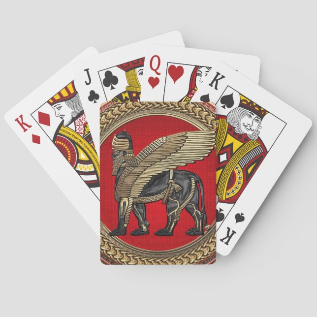 Baralho [100] Leão Assírio: Dourado e negro Lamaçu (Verso)