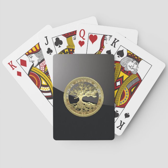 Baralho [12] Árvore de vida celta dourada (Verso)