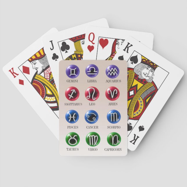 Baralho 12 Astrologia Sinais do Zodíaco em bolas de crista (Verso)
