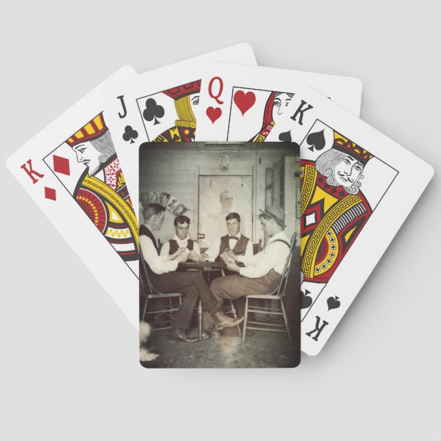 Baralho 1890 Poker Game Men Jogando Cartões De Jogo Foto D (Verso)