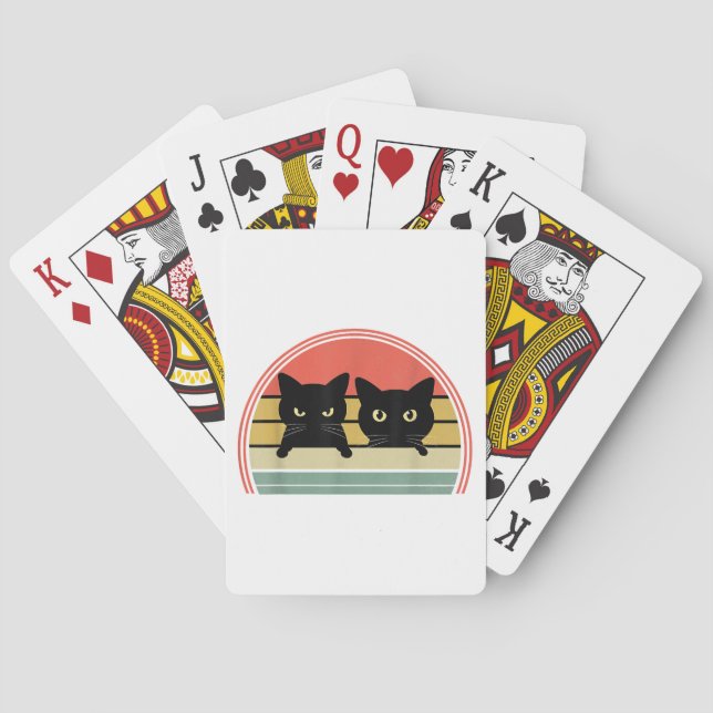 Baralho 2 Gatos Pretos Purgando Vintage Retro Cat Animal L (Verso)