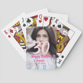 Baralho 30th birthday add name date year white photo