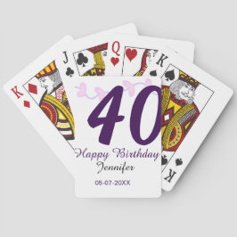 Baralho 40th birthday add name date year purple floral pin