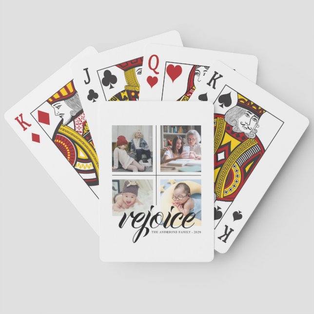 Baralho 4 Mínimo de Colagem de Fotos - alegre branco preto (Verso)