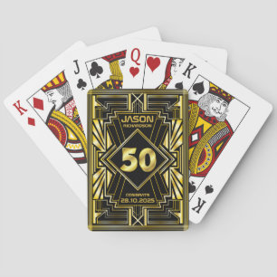 Baralho 50º aniversário Art Deco Dourado Excelente negro