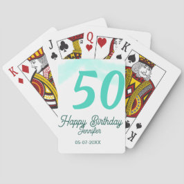 Baralho 50th birthday add name date year green pastel bold