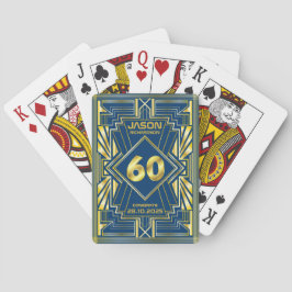 Baralho 60º aniversário Art Deco Dourado Excelente Azul Ga