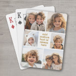 Baralho 6 Mínimo de colagem de fotos - branco e ouro<br><div class="desc">Use sua foto ou fotos favoritas para fazer um espetáculo divertido para compartilhar com amigos. Um design simples com apenas instantâneos e um bloco de texto. Coloque suas fotos em quadrados e adicione-as à grade. A parte de trás é uma cor sólida que pode ser alterada.</div>
