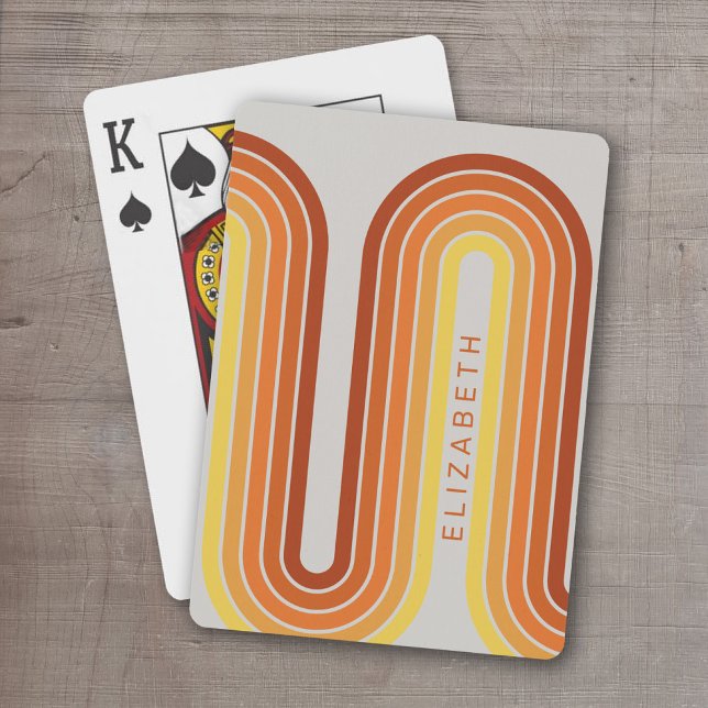 Baralho 70 Linha Inspirada Arca Vermelha Laranja Amarelo S (Retro Stripe Design - Personalized Playing Cards)