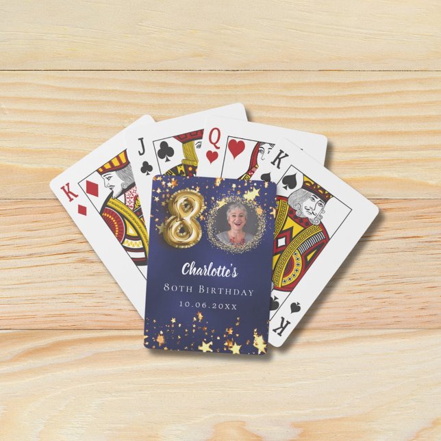 Baralho 80 aniversário marinho estrelas douradas azuis (Criador carregado)