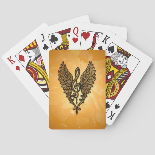Baralho A alma da melodia, uma clave ouro com asas. (Verso)