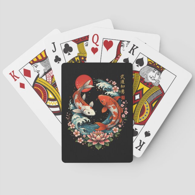 Baralho A Grande Onda Perto de Koi Fish (Verso)