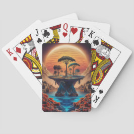 Baralho A ilha no pôr do sol.