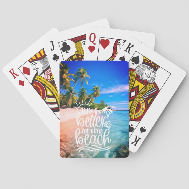 Baralho A vida é melhor na praia jogando cartas (Verso)