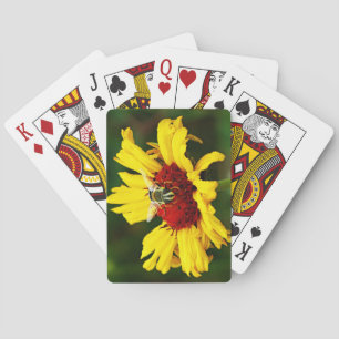 Baralho Abelhas brancas descansam em flor-natural amarela-