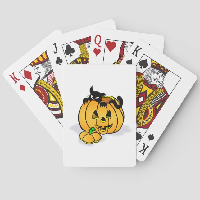 Baralho Abóbora de Halloween com Gato Negro (Verso)