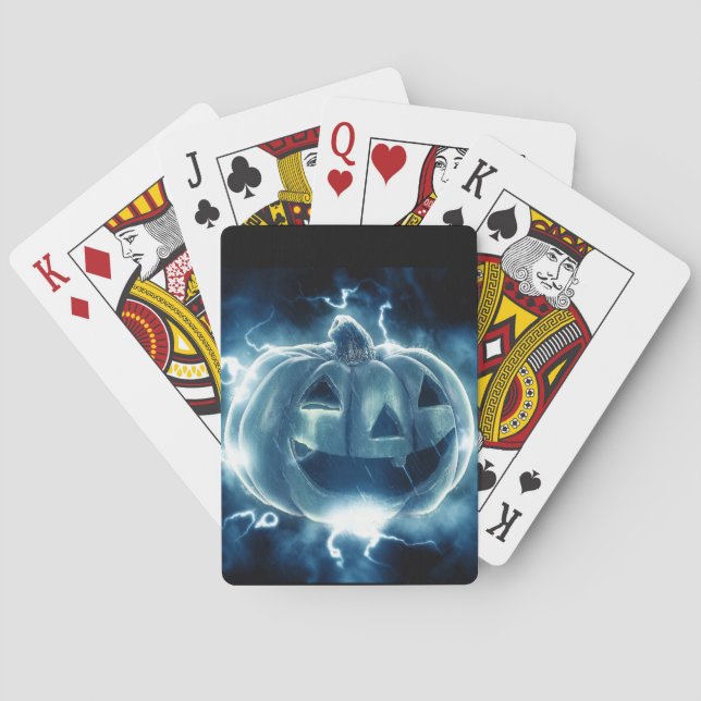 Baralho abóbora de Halloween na chuva (Verso)