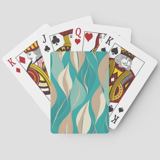 Baralho Abstrato Aqua e folhas de estanho (Verso)