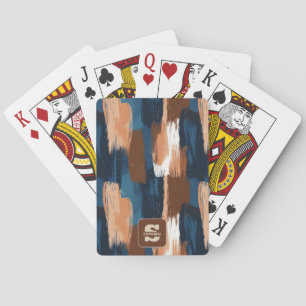Baralho Abstrato Brushstrokes em Azul, Branco e Marrom