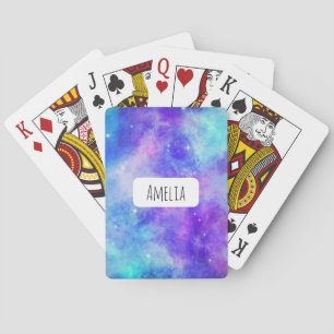 Baralho Abstrato de Espaço de Galáxia Roxo e Azul