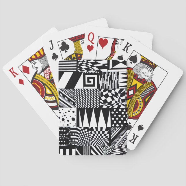 Baralho abstrato geométrico em forma de mão branca preta (Verso)